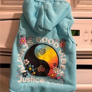 Justice sport  Blue Hoodie with Floral Design dog Sz small